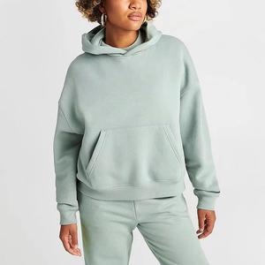 Ensemble de survêtement pour femme, sweat-shirt à capuche gris clair, couleur unie, coupe ample décontractée, 100% coton, vêtements d'automne - Product Image 2