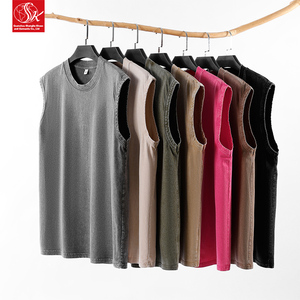Camiseta sin Mangas de Algodón 100% de <span class=keywords><strong>Alta</strong></span> Calidad para Hombre, Estilo Vintage Lavado, Diseño Deportivo Tejido, Talla Grande, Venta al Por Mayor - Product Image 3