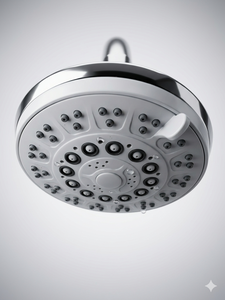 Pommeau de douche à montage au plafond en chrome, jet de pluie multifonction, finition argentée, métal poli - Product Image 3