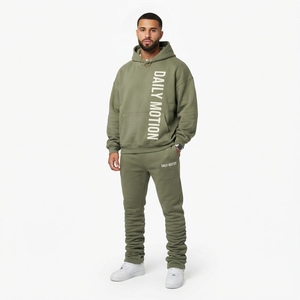 Daily Motion Men's Olive <b>Green</b> Hoodie & Jogger Tracksuit Set Full Sleeve Casual Wear with Side Pockets and Elastic Waist - Product Image 1