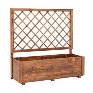 Fioriera da Giardino Rialzata in Legno di Pino da 39 Pollici con Traliccio a Diamante, Stile Mini Design, per Piante Rampicanti, Facile Irrigazione - Product Image 3