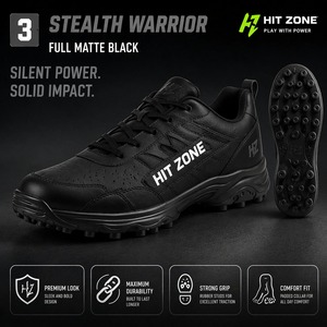 Calzado de críquet Hit Zone con tacos de goma, parte superior ligera y transpirable, calzado deportivo para jugadores de críquet, alto rendimiento en césped artificial. - Product Image 2