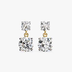 Boucles d'oreilles pendantes en diamant de laboratoire rond de 1,20 ct, or jaune 14 carats, élégantes, style bohème, pour mariage, fête, cadeau pour femme - Product Image 6