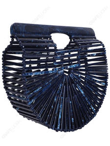 Pochette de soirée semi-circulaire en acrylique bleu marine, design architectural, pour acheteurs en gros, OEM et sous marque privée - Product Image 2