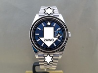 ZAWO HOUSE Montre de luxe pour homme, style hip-hop, mouvement à quartz analogique, mouvement japonais, acier inoxydable, bracelet de 20 mm, cristal saphir, date automatique