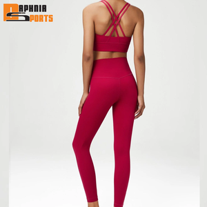 Women's Plus Size Gym Sportswear Yoga Set Tops Leggings Mid Waist Solid Spandex/Nylon Four-Way Stretch Custom Logo Wholesale - Product Image 6