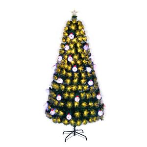 Albero di Natale in Fibra Ottica Pre-Illuminato da 6 Piedi, Albero Artificiale Realistico con LED Multicolore, Stella sulla Cima e Fiocchi di Neve per le Festività - Product Image 1