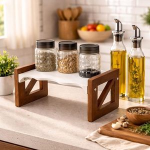 Modern Wood <b>Kitchen</b> Spice <b>Rack</b> Countertop Condiment Holder Pantry Organizer Freestanding Single Tier <b>Storage</b> - Product Image 4
