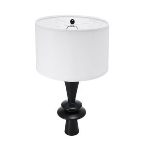 D15x26.7 <b>Black</b> Aluminum <b>Table</b> <b>Lamp</b> with White Drum <b>Shade</b> Assembly Required Two Varying Round Accents - Product Image 4