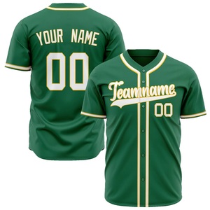 Polyester Mesh Fabric Green Baseball Jersey Men's Short Sleeve Sublimated Team Name Number Moisture Wicking Adult Sports Wear - Product Image 1