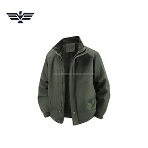 Veste utilitaire classique pour homme, doublée polaire, à motif uni, avec broderie personnalisée, col montant, boutons recouverts, respirante et chaude pour l'hiver - Product Image 5