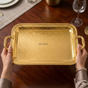 Bandeja de Metal Chapada en Oro de Lujo, Elegante Plato Rectangular para Servir, Decoración del Hogar, Bodas y Mesa de Café, Tienda de Regalos - Product Image 3