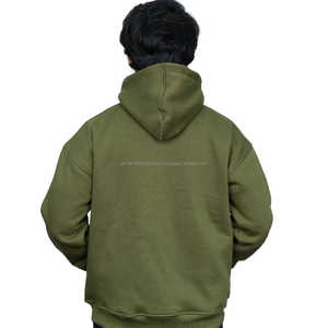 Sudadera con Capucha Verde Oliva de Algodón Americano Sin Impuestos de Importación para Hombre, Sudadera Informal Cálida de Forro Polar Suave Personalizable - Product Image 4