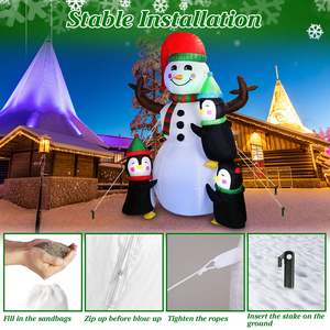 5.9FT Christmas <b>Outdoor</b> <b>Holiday</b> <b>Inflatable</b> <b>Yard</b> <b>Decorations</b> Includes Snowman 3 Penguins 5 LED Lights Stakes/Ropes/Sandbags for - Product Image 3