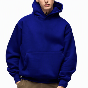 Sudadera con Capucha Naranja para Hombre, Corte Holgado, Felpa, Color Sólido, Estilo Casual Otoñal, 100% Algodón Tejido - Product Image 5