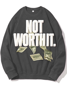 Sudadera Personalizada con Estampado Puff, Felpa Gruesa, Estilo Urbano, Cuello Redondo, Oversize, Estilo Vintage, con Gráficos para Hombre - Product Image 2