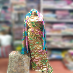 Tissu de robe en soie 100% tissé, de qualité supérieure, en velours twill slub jacquard imprimé, écologique, pour les fêtes de mariage - Product Image 1