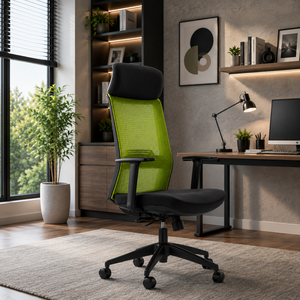 Chaise de bureau ergonomique à dossier haut KINSHA, siège réglable électriquement, siège en tissu, base en métal, cadre en plastique pour la maison et le bureau - Product Image 1