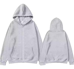 เสื้อฮู้ดซิปผู้ชายสีพื้นใส่สบายสำหรับฤดูใบไม้ร่วงและฤดูหนาว ผ้าฝ้าย 100% สไตล์ฮิปฮอป - Product Image 3
