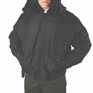 Black Winter <b>Jacket</b> with Faux Fur Collar and Hooded Design - Product Image 1