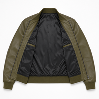 Veste d'hiver en cuir véritable pour homme, style motard, avec logo frontal, vêtement d'extérieur tendance, vente en gros, fournisseur OEM