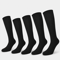 Chaussettes de sport noires personnalisées, hauteur genou, respirantes et rembourrées, pour équipes de football, soccer, baseball, athlétiques, vente en gros OEM pour adultes