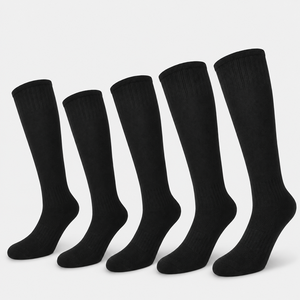 Custom Black Knee High Sports <b>Socks</b> Breathable Cushioned Team Football Soccer Baseball Athletic <b>Socks</b> OEM Wholesale For Adults - Product Image 1