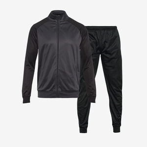 Men's <b>Black</b> Tracksuit Set Full Sleeve Zipper Stand Collar Sporty Style Quick Dry Polyester Winter Wear Regular Fit Solid Color - Product Image 6