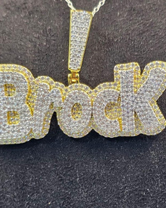 Colgante de Letra de Moissanita Hip Hop que Pasa la Prueba del Diamante, Joyería Hip Hop, Colgante de Plata 925, Colgante de Letra Inicial Bicolor Personalizado - Product Image 1