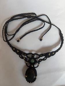 Collar de Macramé de Labradorita Hecho a Mano al por Mayor, Joyería Bohemia con Cuentas de Latón Tejidas, Proveedor de Joyería con Piedras Preciosas - Product Image 2