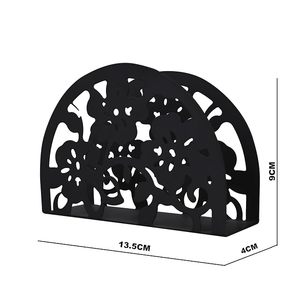 Decorative <b>Black</b> Metal Floral Napkin Holder Stand for Kitchen Dining Table <b>Tissue</b> Organizer - Product Image 6