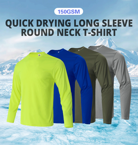Camiseta Deportiva de Manga Larga para Hombre a Precios Económicos, Logotipo Personalizado, Cuello Redondo, Poliéster Liso, Camiseta Térmica de Manga Larga - Product Image 3