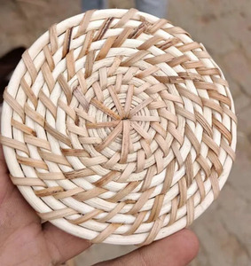 Natural Round 4 inch size Cane <b>Drink</b> <b>Coaster</b> Cane wood tea <b>coaster</b> For Home Office Table decoration At Wholesale Cheap Price - Product Image 1
