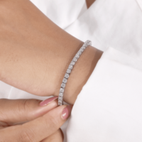 Pulsera de Diamantes Cultivados en Laboratorio de 3mm de Alta Demanda, Oro Blanco de 14k, Certificación IGI, Lujo para Compromiso, Boda, Regalo Femenino 47