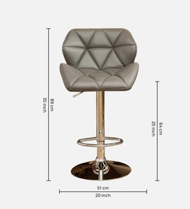 Grey Leatherette Modern Bar <b>Stool</b> Swivel Counter Height Kitchen Furniture <b>Cushioned</b> Seat Ergonomic Metal Frame Adjustable Desi - Product Image 3