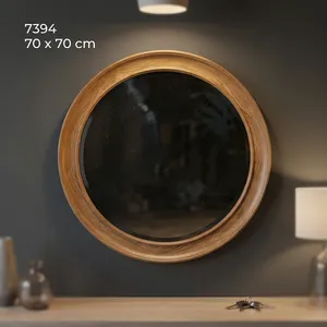 Wooden Round <b>Mirror</b> Frame Rustic Natural Wood <b>Wall</b> Mounted Decorative <b>Mirror</b> <b>for</b> Bedroom <b>Bathroom</b> Living Room - Product Image 3
