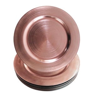 Modern design Rose gold charger plate metal charger plate <b>brushed</b> finish <b>round</b> charger plate offer customization options - Product Image 2