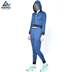 <b>Top</b> Product Zipped Style Long Sleeve <b>Cropped</b> <b>Top</b> And Trousers 2 Pcs Set, Best Material Women Casual Wear Tracksuits - Product Image 5