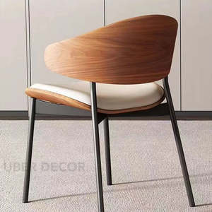 Chaise de salle à manger moderne du milieu du siècle avec dossier sculpté en noyer pour cuisine, salon et salon ARCADIA - Product Image 5