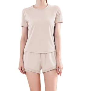 Women's Two Piece Shorts Set Lightweight Cotton Solid Embroidered Breathable Quick Dry Regular Fit Casual Streetwear Summer - Product Image 4