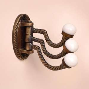 Porte-manteau et porte-serviettes mural décoratif vintage en céramique et fer forgé, fait main, style tourbillon antique pour la maison HK-697 - Product Image 1