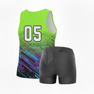 ชุดวิ่งกรีฑาโพลีเอสเตอร์ทนทาน ปักลายนูน 3 มิติ ชุดวิ่งกรีฑาไล่เฉดสี เสื้อวิ่งไร้ตะเข็บ - Product Image 4