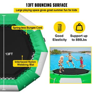 Trampolín Acuático Inflable de 13 pies Verde y Blanco de PVC, Brincolín Acuático Recreativo con Escalera - Product Image 3
