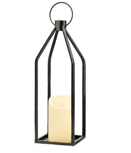 Nouveauté 2026 : Grande lanterne en métal et verre noir pour la décoration intérieure, avec finition noire mate, porte-bougie pour jardin et maison - Product Image 1