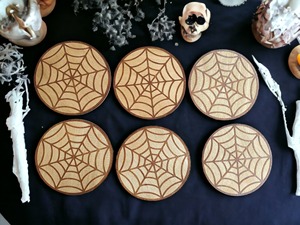 Spider Web Design Wooden <b>Coasters</b> Sets Prevents <b>Heat</b> Damage From Hot Tea And Coffee Cups And Protects Table From Water Stains - Product Image 2