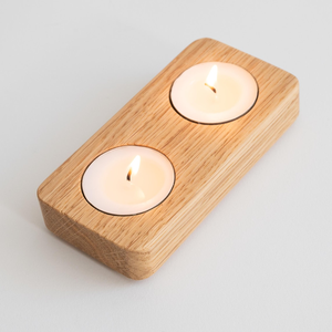 Porte-bougie en bois de chêne, style Japandi scandinave, support pour bougie chauffe-plat en bois naturel, minimaliste, rustique, pour table - Product Image 3