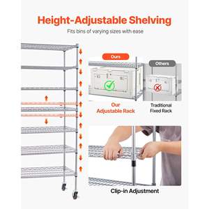 Étagère de rangement roulante à 7 niveaux avec 24 petits bacs, système d'étagères en fil d'acier, organisateur d'outils mobile sur roulettes pour garage, salle de classe, cuisine - Product Image 4