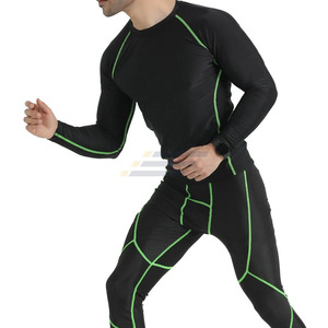 Customized Sublimated Solid Men's Long Sleeve <b>Compression</b> MMA Tights Breathable Fighting Wear Rash Guard Matching Set <b>Spring</b> - Product Image 2