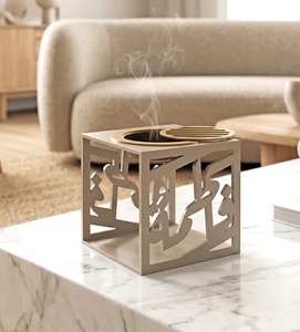 Brûleur d'encens géométrique en métal avec diffuseur d'aromathérapie pour usage intérieur - Product Image 1