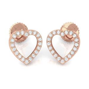 Pendientes de Diamantes Naturales en Forma de Corazón de 0.40CT |   Joyería Fina Romántica de Oro Rosa de 14K, Elegante para Uso Diario, Regalo para Mujer, Boda - Product Image 2